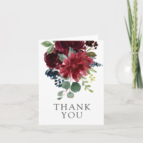 Burgundy Navy and Blush Elegant Floral Thank You