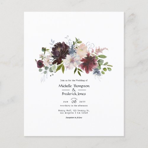 Burgundy Navy and Blush Floral Wedding Flyer