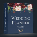 burgundy navy and blush floral wedding planner 3 ring binder<br><div class="desc">The design on this binder features painted watercolor burgundy, navy blue & blush pink flowers. The color and text can be personalized..</div>
