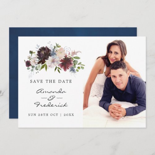 Burgundy Navy and Blush Pink Wedding Save The Dat Save The Date