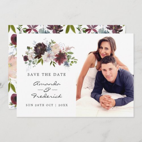 Burgundy Navy and Blush Pink Wedding Save The Date