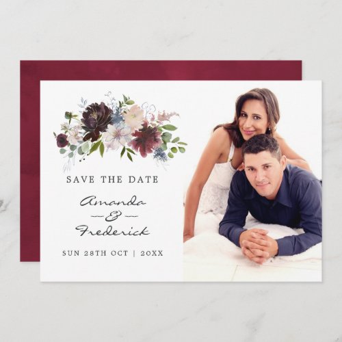 Burgundy Navy and Blush Pink Wedding Save The Date