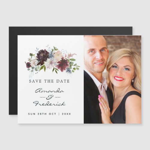 Burgundy Navy and Blush Pink Wedding Save the Date Magnetic Invitation