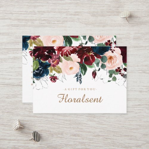 Burgundy Navy and Pink Floral Gift Certificate