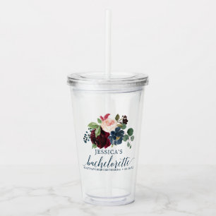 Burgundy Navy Bachelorette Party Favor Tumbler
