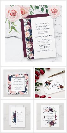 Burgundy, Navy Blue, and Blush Pink Embrace Floral