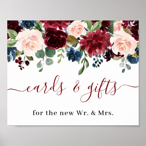 Burgundy Navy Blue Blush Cards  Gifts Wedding  Po Poster