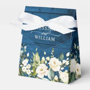 Burgundy Navy Blue Blush Floral Watercolor Wedding Favor Boxes