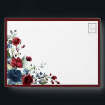 Burgundy Navy Blue Floral Watercolor Envelope<br><div class="desc">Based on our bestselling Bridal Shower invitation, this gorgeous modern, elegant square invitation envelope, a bouquet of burgundy and navy blue flowers and botanical greenery, and is bordered in burgundy red. Copyright Elegant Invites, all rights reserved. View the collection here: https://www.zazzle.com/collections/elegant_burgundy_red_navy_blue_calligraphy-119032992918114090 Contact designer for matching products. Copyright Anastasia Surridge for...</div>