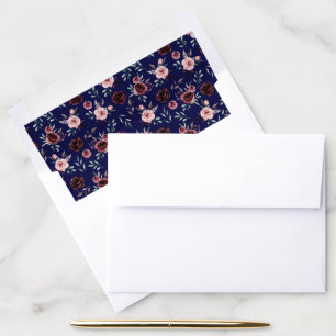 Burgundy Navy Blue Floral Wedding Envelope Liner