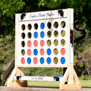 Burgundy & Navy Blue Flowers Rustic Bridal Shower Fast Four