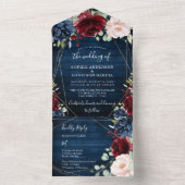 Burgundy Navy Blue Gold Blush Pink Country Wedding All In One Invitation (Inside)