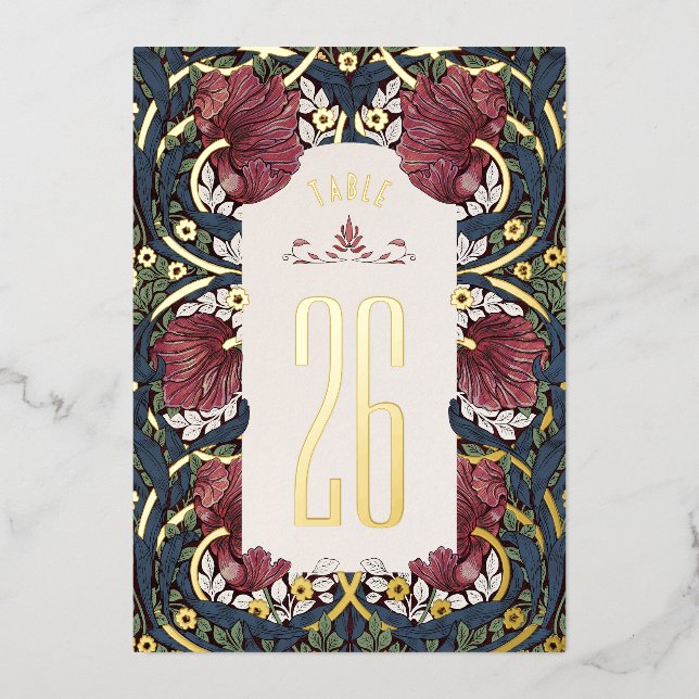 Burgundy Navy Blue Pimpernel Morris Table Numbers (Front)