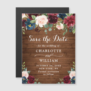 Custom Wedding Magnet Card Bear Magnet Burgundy Floral Save the Date Backing Card for your own Save the Date Magnet Wedding invitation
