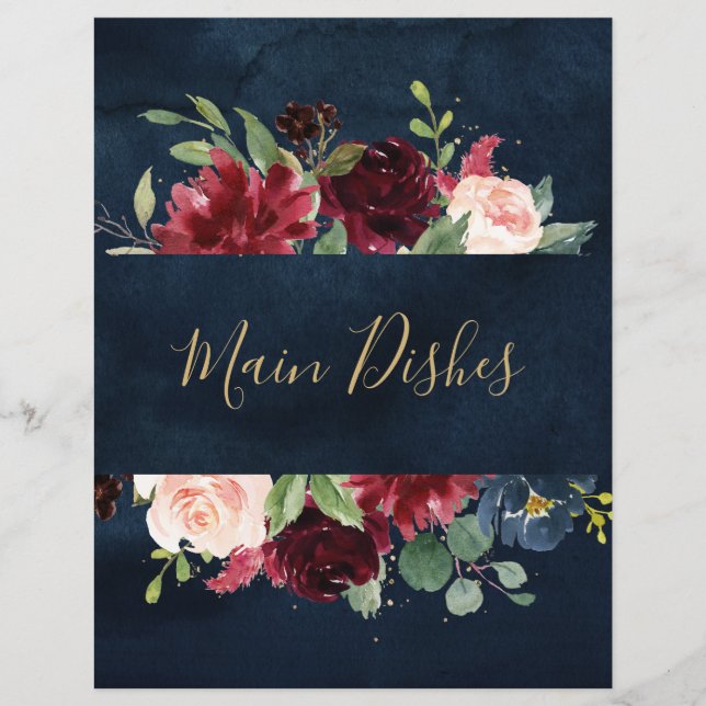 Burgundy Navy Blush Bridal Shower Recipe Divider (Front)