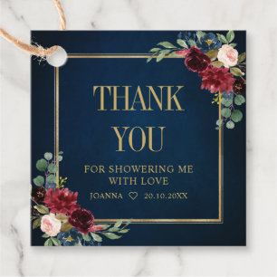 Burgundy Navy Blush Bridal Shower Thank You Favor Tags