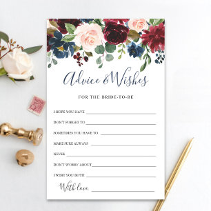 Burgundy Navy Blush Floral Advice & Wishes Cards