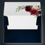 Burgundy Navy Blush Floral Geometric Wedding Envel Envelope<br><div class="desc">Elegant and modern romantic geometric watercolor floral wedding envelope features a beautiful burgundy / marsala , blush pink, peach , navy blue watercolor roses with matching foliage on navy blue rustic wood background and gold frame. Perfect for a fall / midsummer wedding. Please find more matching designs and variations from...</div>