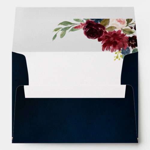 Burgundy Navy Blush Floral Geometric Wedding Envel Envelope