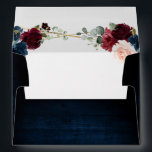 Burgundy Navy Blush Floral Geometric Wedding Envelope<br><div class="desc">Elegant and modern romantic geometric watercolor floral wedding envelope features a beautiful burgundy / marsala , blush pink, peach , navy blue watercolor roses with matching foliage on navy blue rustic wood background and gold frame. Perfect for a fall / midsummer wedding. Please find more matching designs and variations from...</div>