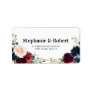 Burgundy Navy Blush Floral Geometric Wedding Label