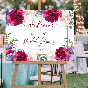 Burgundy Navy & Blush Floral Gold Bridal Shower Foam Board