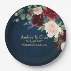 Burgundy Navy Blush Floral Gold Geometric Wedding