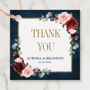 Burgundy Navy Blush Gold Geometric Thank You Favor Favor Tags