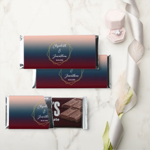 Burgundy Navy Blush Ombre Geometric Wedding Hershey Bar Favors
