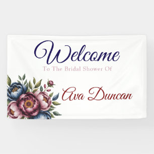 Burgundy Navy & Blush Peony Bridal Shower Banner