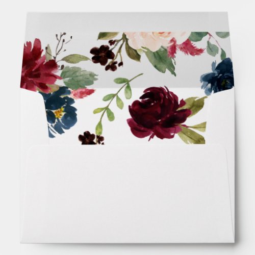 Burgundy  Navy Blush Pink Floral 2 Envelope