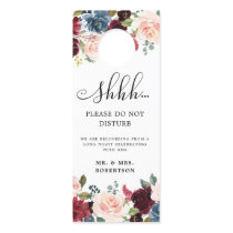 Burgundy Navy Blush Roses Wedding Do Not Disturb Door Hanger Burgundy Navy Blush Roses Wedding Do Not Disturb Door Hanger