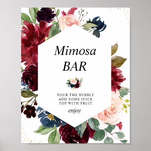 burgundy  navy bridal shower mimosa bar sign