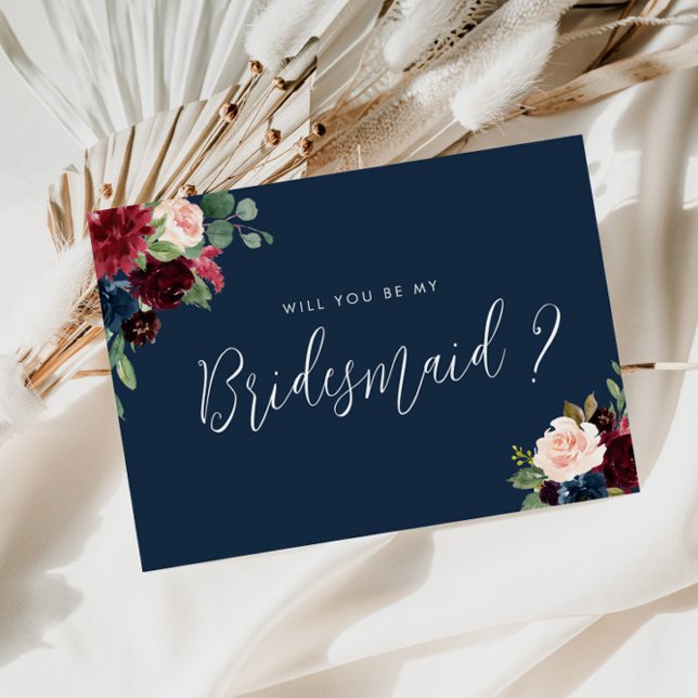 burgundy navy bridesmaid proposal card (Creator Uploaded)