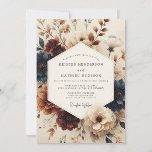 Burgundy Navy Chiaroscuro Wedding Invitation