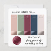 Burgundy & Navy Classic Wedding Color Palette Card | Zazzle