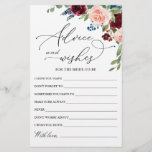 Burgundy Navy Eucalyptus Rose Wishes & Advice Card<br><div class="desc">Burgundy Navy Eucalyptus Rose Wishes & Advice Card.
Personalize with the bride to be's name and date of shower. 
For further customization,  please click the "customize further" link. If you need help,  contact me please.</div>