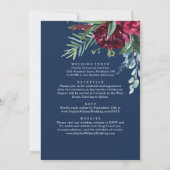 Burgundy Navy Floral All In One Wedding Invitation (Back)