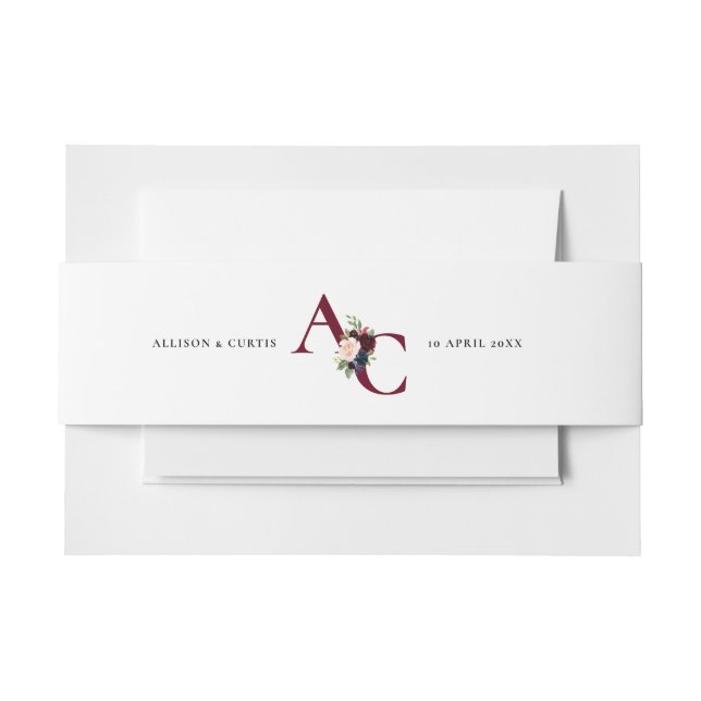 burgundy navy floral belly band (Front Example)