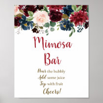 Burgundy & Navy Floral Bridal Mimosa Bar Sign