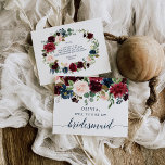 Burgundy Navy Floral Bridesmaid Proposal Card<br><div class="desc">Pop the question with this lovely card! Easily edit the name and the message on the back - then add to cart!

See the entire Burgundy Navy collection for more matching items!</div>