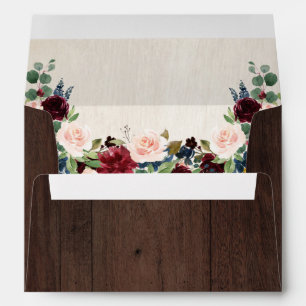 Burgundy Navy Floral Rusti Boho Return Address Envelope