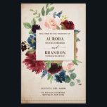 Burgundy Navy Floral Rustic Boho Wedding Program<br><div class="desc">Watercolor burgundy red navy blush pink rustic country classy floral wedding program card template with green botanical foliage and eucalyptus leaves in wooden background. This beautiful easy to customize design can match easily with your wedding colors, styles and theme and it is a perfect choice for fall midsummer or winter...</div>