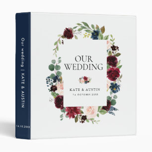 burgundy navy floral wedding photo album 3 ring binder