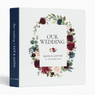 burgundy navy floral wedding photo album 3 ring binder