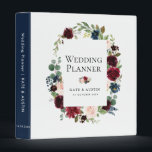 burgundy navy floral wedding planner 3 ring binder<br><div class="desc">The design on this binder features elegant watercolor burgundy, navy blue & blush pink flowers. The color and text can be personalized..</div>