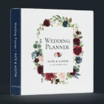 burgundy navy floral wedding planner 3 ring binder<br><div class="desc">The design on this binder features elegant watercolor burgundy, navy blue & blush pink flowers. The color and text can be personalized..</div>