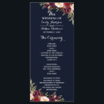 Burgundy Navy Floral Wedding Program<br><div class="desc">Matching Wedding Collection in the Little Bayleigh Store!</div>