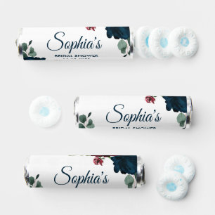 Burgundy & Navy Flowers Rustic Bridal Shower Breath Savers® Mints
