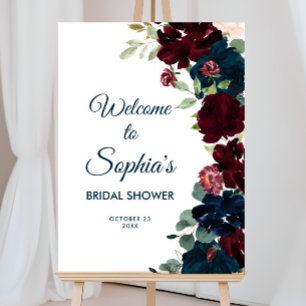 Burgundy & Navy Flowers Rustic Bridal Shower Foam Board
